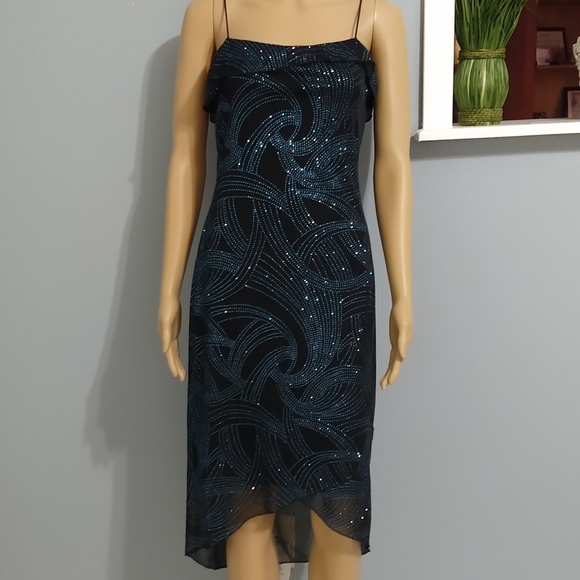 Vintage spaghetti strap sequin sheer lined dress - Picture 1 of 6
